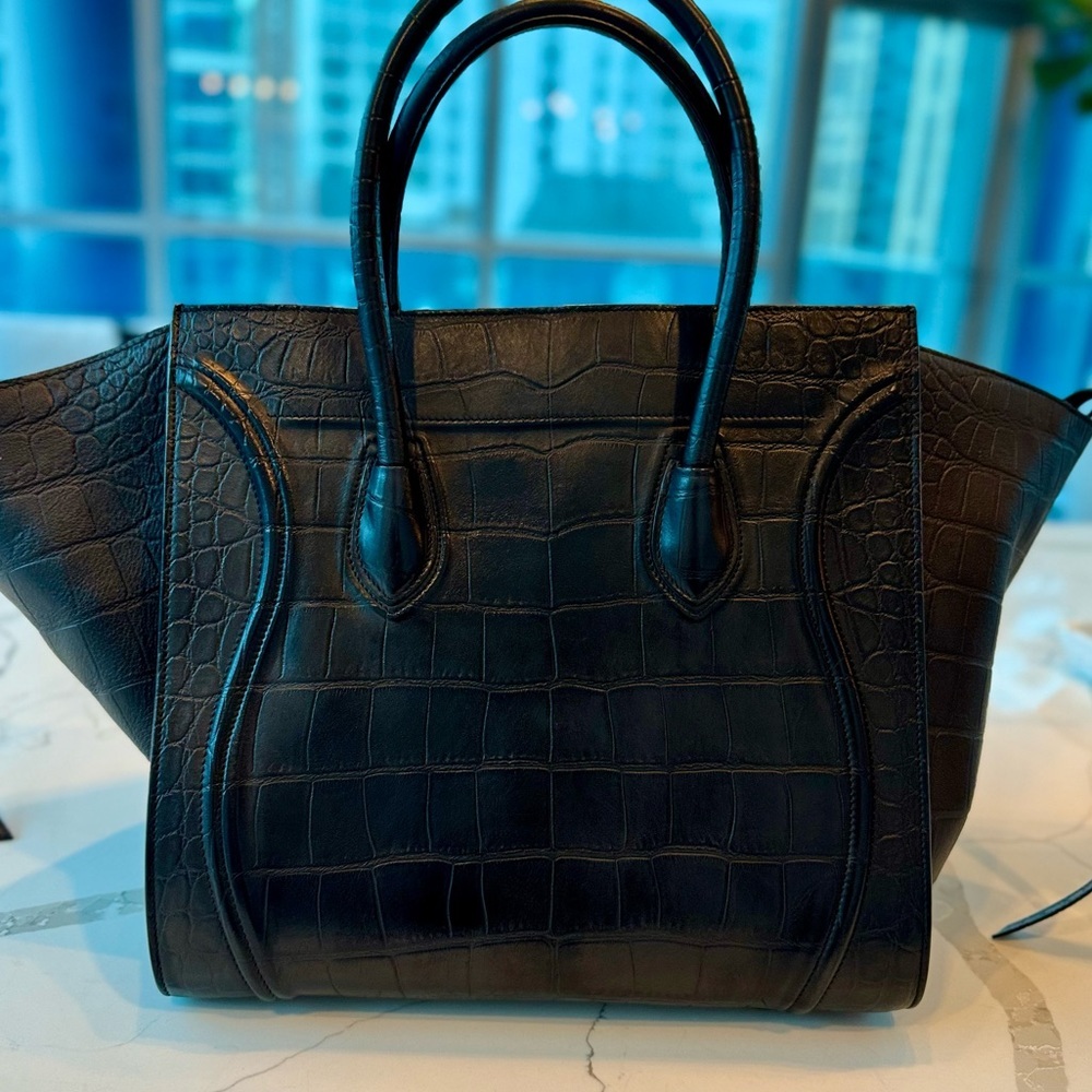 Celine Crocodile Embossed Phantom  / BLACK Medium Rare Edition 100% Authentic - Picture 3 of 15